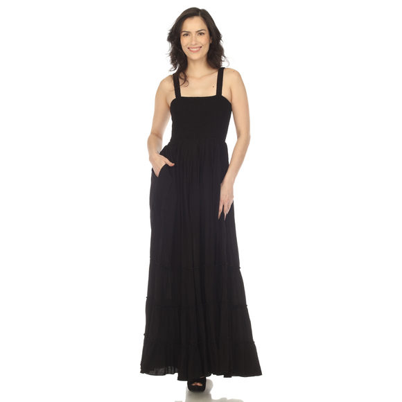 Women's Smocked Ruffle Maxi Dress - Picture 1 of 5